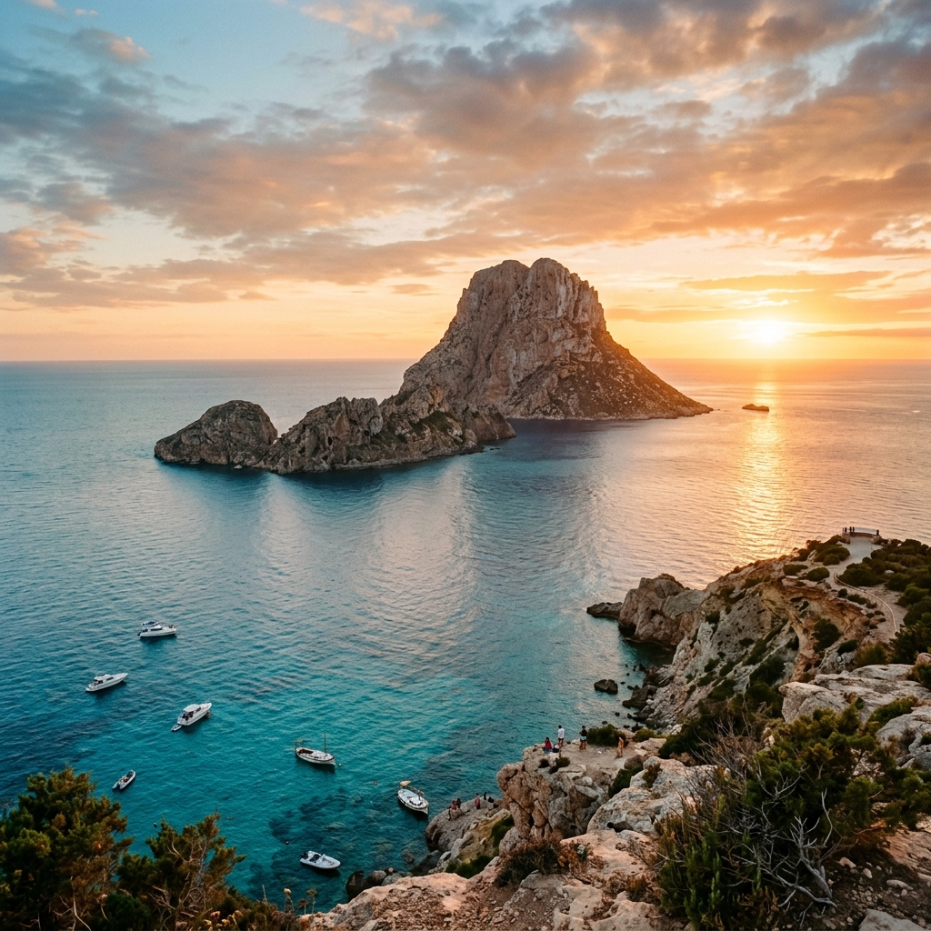 Mistiškoji Es Vedra saulėlydyje